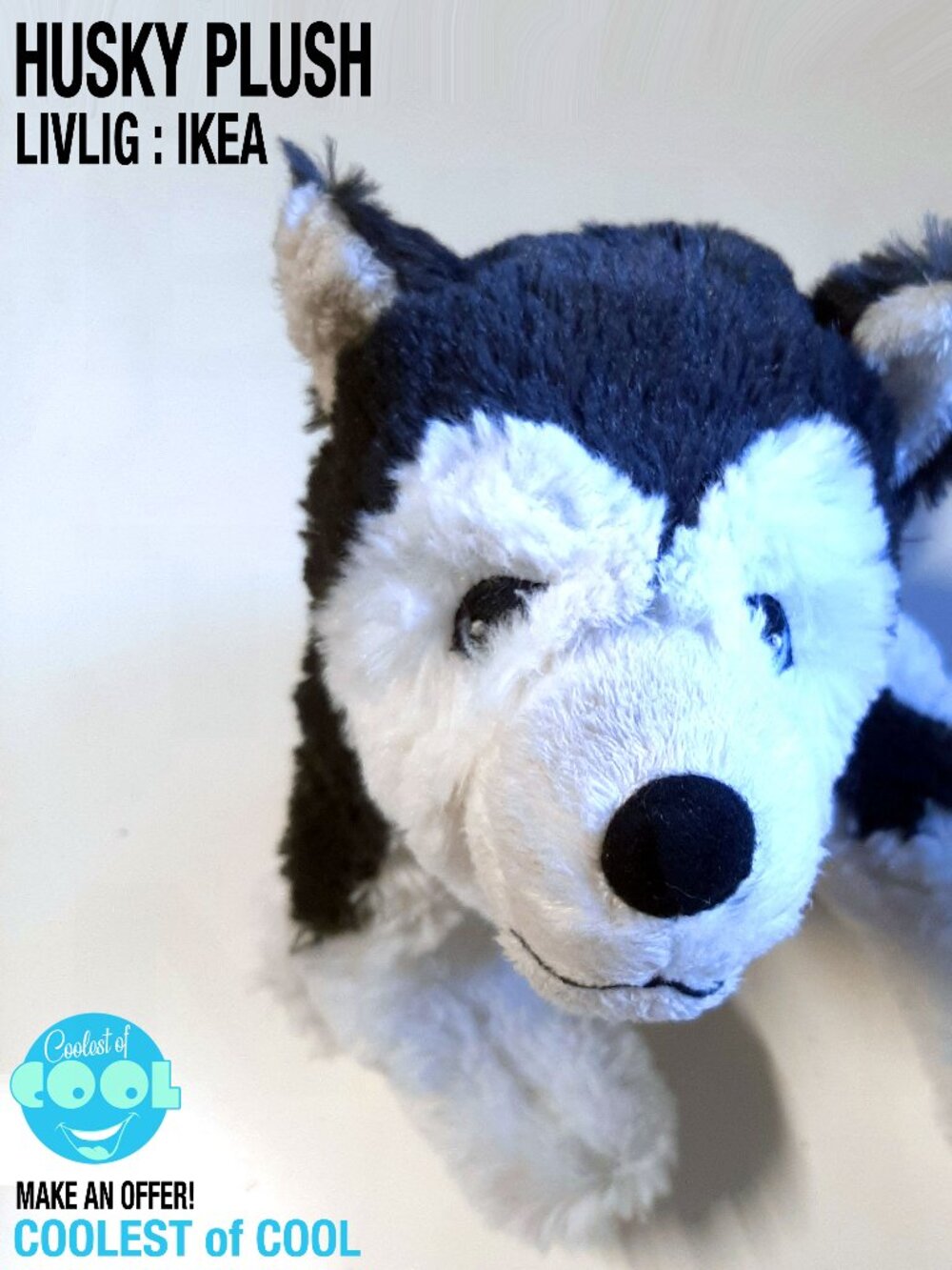 Siberian Husky Dog Plush toy Puppy Stuffed Animal LIVLIG Ikea 10 inch nice